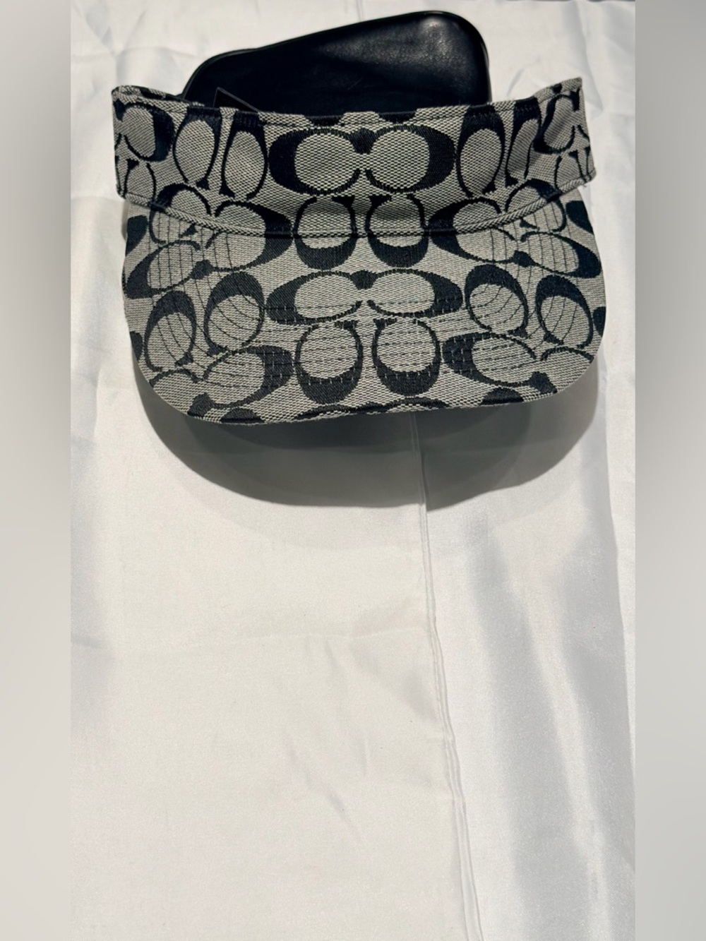 VINTAGE Coach Signature Jacquard Sun Visor- Black